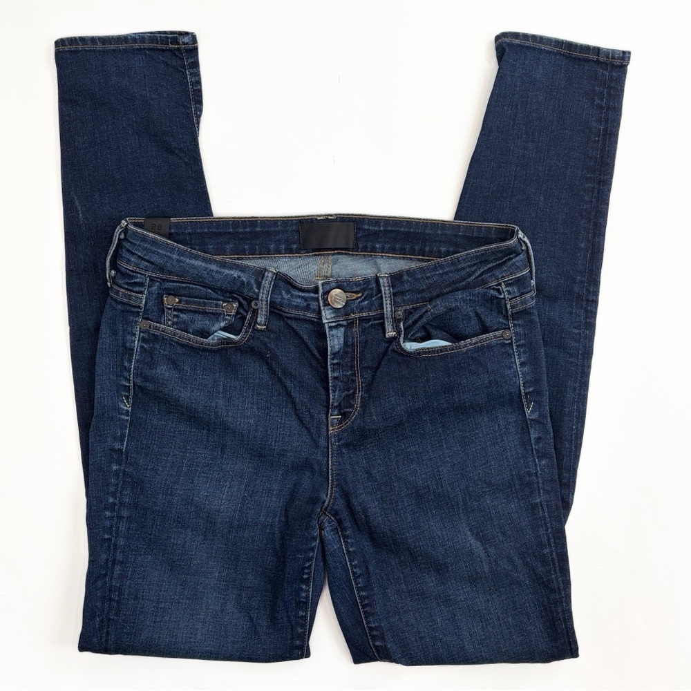 Vince Mid Rise Dark Blue Skinny Leg Designer Jeans